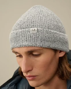 Hats<C.P. Company Fleece Knit Beanie Black Melange