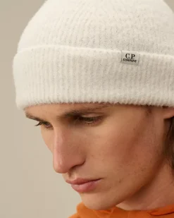 Hats<C.P. Company Fleece Knit Beanie White Melange