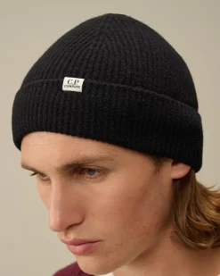 Hats<C.P. Company Fleece Knit Beanie Black
