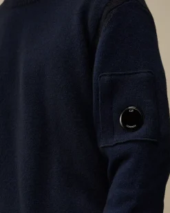 Jumpers<C.P. Company Fleece Knit Crewneck Vanisé Lens Knit Estate Blue