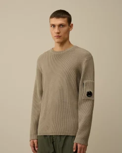 Jumpers<C.P. Company Full Rib Crew Neck Knit Vintage Khaki – Beige