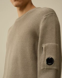 Jumpers<C.P. Company Full Rib Crew Neck Knit Vintage Khaki – Beige