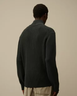 Jumpers<C.P. Company Full Rib Half Zipped Knit Black Sand