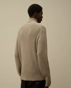Jumpers<C.P. Company Full Rib Turtleneck Knit Vintage Khaki – Beige