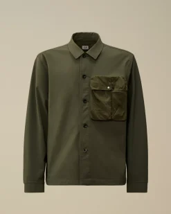 Overshirt<C.P. Company GD Shell Mixed Buttoned Overshirt Grape Leaf – Green