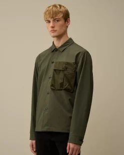 Overshirt<C.P. Company GD Shell Mixed Buttoned Overshirt Grape Leaf – Green
