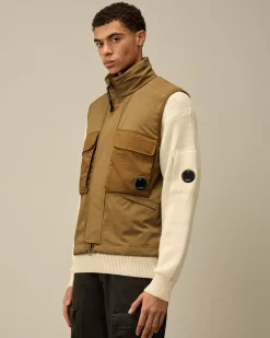 Jacket & Coats<C.P. Company GD Shell Mixed Lens Vest Toffee – Beige