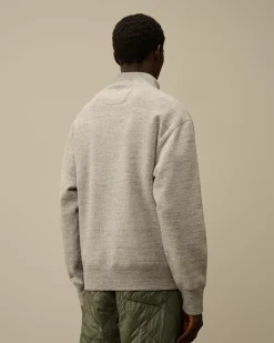 Sweatshirts<C.P. Company Japanese Mélange Fleece Logo Funnel Neck Sweatshirt Greystone Melange