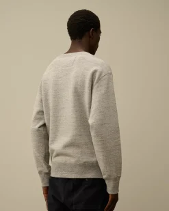 Sweatshirts<C.P. Company Japanese Mélange Fleece Logo Crewneck Sweatshirt Greystone Melange