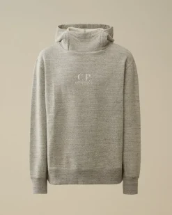 Sweatshirts<C.P. Company Japanese Mélange Fleece Logo Hooded Sweatshirt Greystone Melange