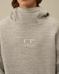 Sweatshirts<C.P. Company Japanese Mélange Fleece Logo Hooded Sweatshirt Greystone Melange