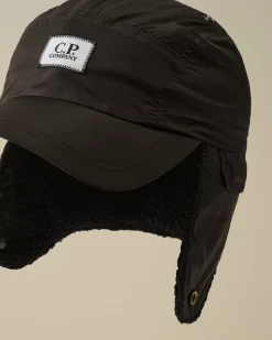 Clothing 10-14|Clothing 4-8<C.P. Company Kids Nylon Mixed Earflap Cap Black