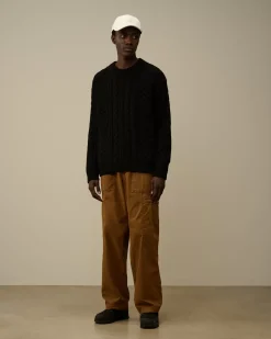 Jumpers<C.P. Company Lambswool Crewneck Logo Knit Black