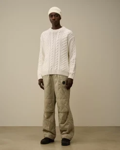 Jumpers<C.P. Company Lambswool Crewneck Logo Knit Gauze White