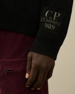 Jumpers<C.P. Company Lambswool GRS Boxy Crew Neck Ribbed Knit Black