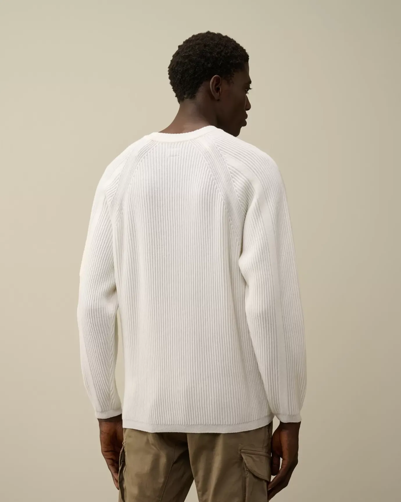 Jumpers<C.P. Company Lambswool GRS Crew Neck Full Knit Gauze White