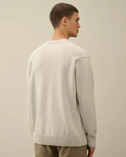 Jumpers<C.P. Company Lambswool GRS Crew Neck Knit Off White Melange