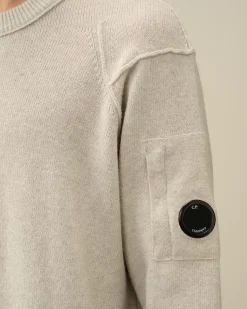 Jumpers<C.P. Company Lambswool GRS Crew Neck Knit Off White Melange