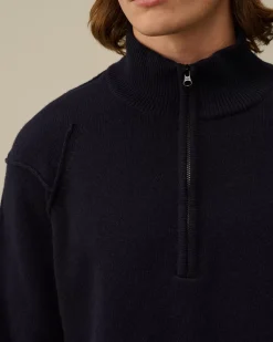 Jumpers<C.P. Company Lambswool GRS Half Zipped Knit Nightshade – Purple