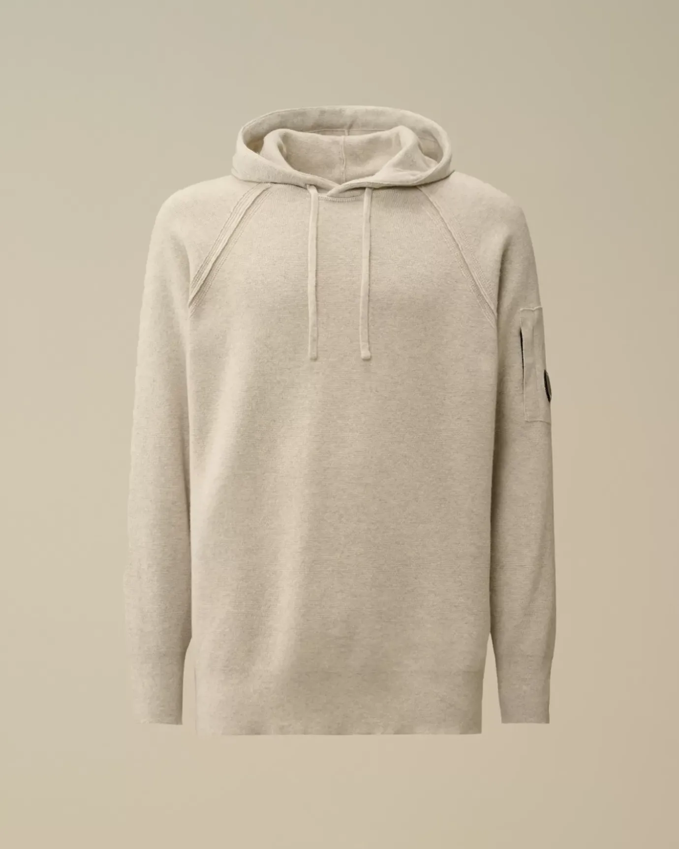 Jumpers<C.P. Company Lambswool GRS Hooded Waffle Knit Off White Melange