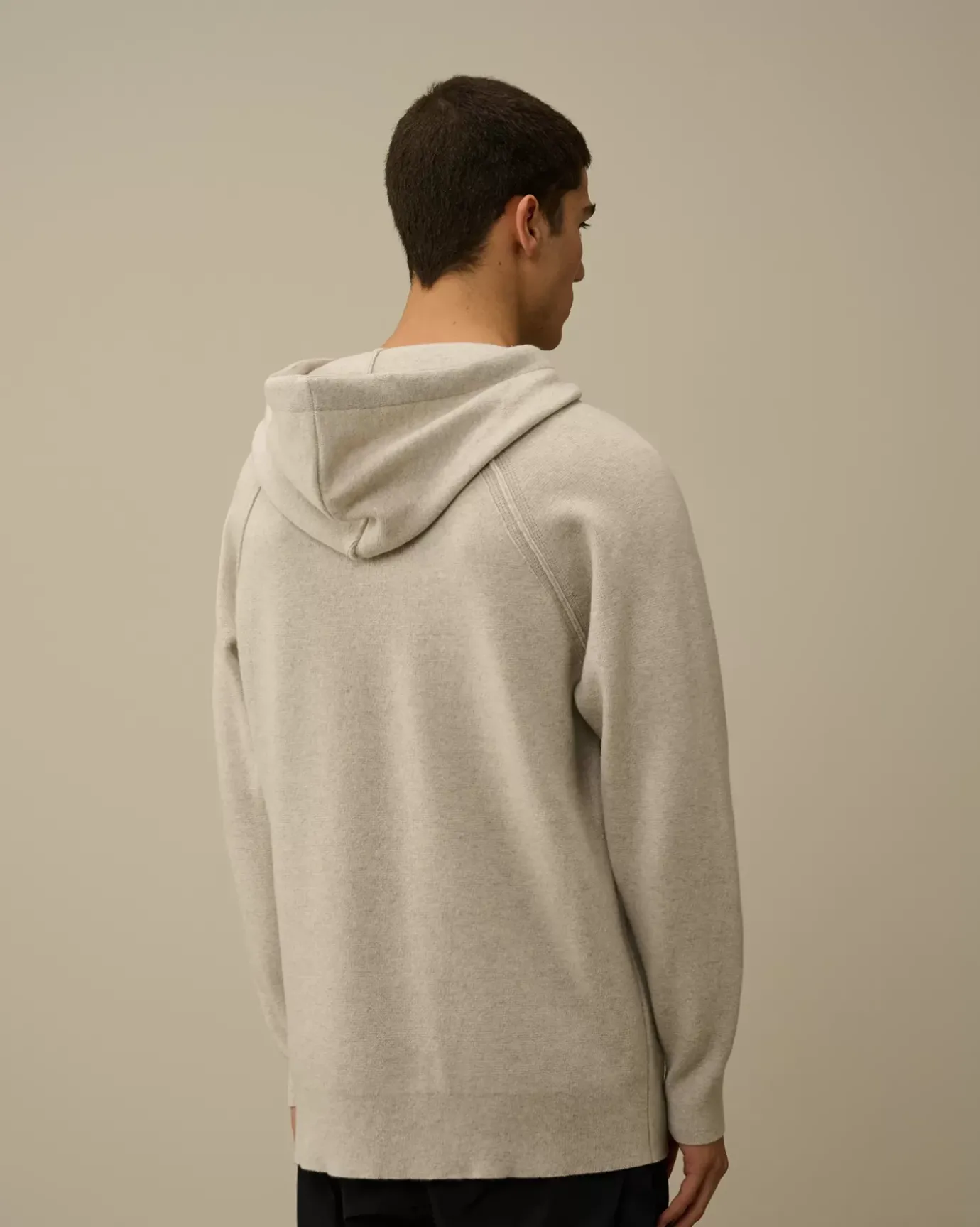 Jumpers<C.P. Company Lambswool GRS Hooded Waffle Knit Off White Melange