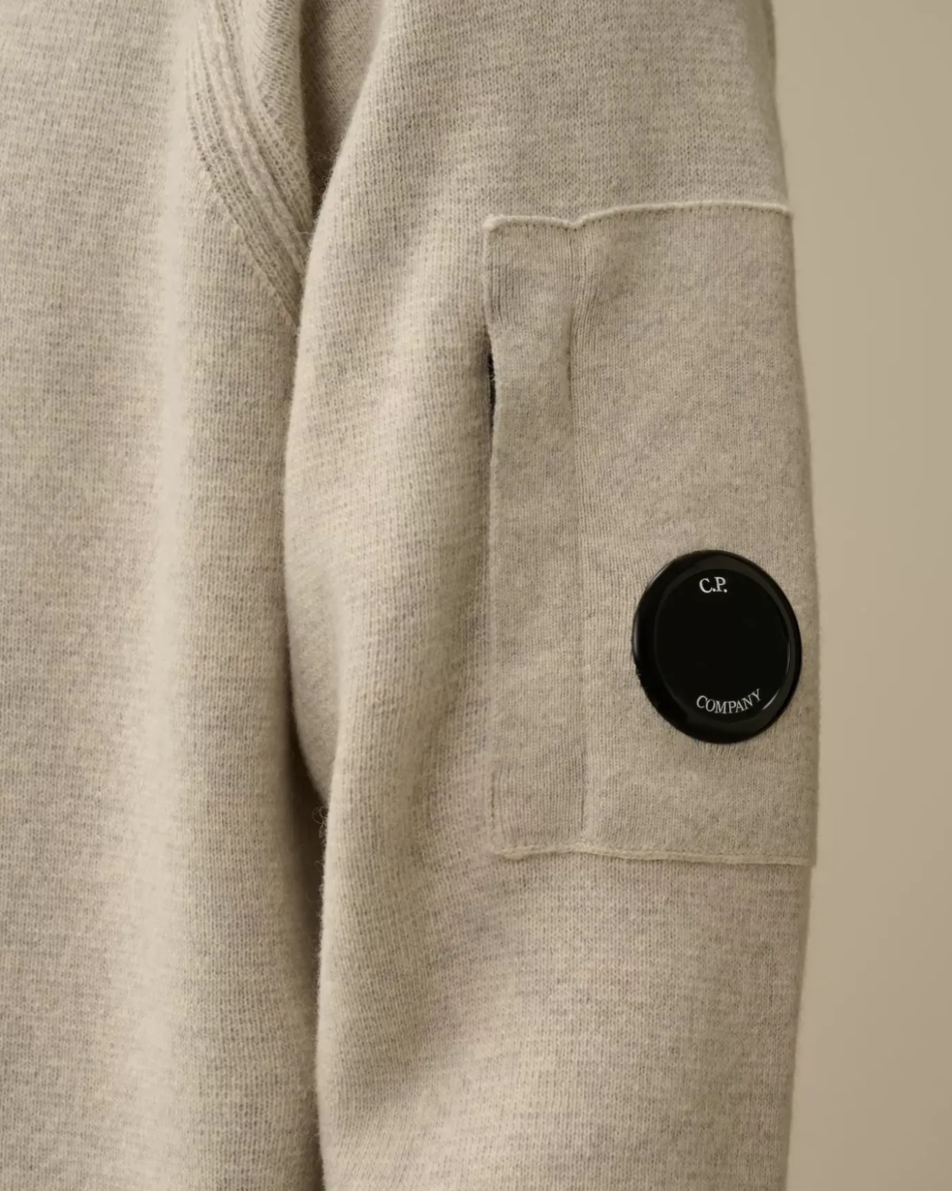Jumpers<C.P. Company Lambswool GRS Hooded Waffle Knit Off White Melange