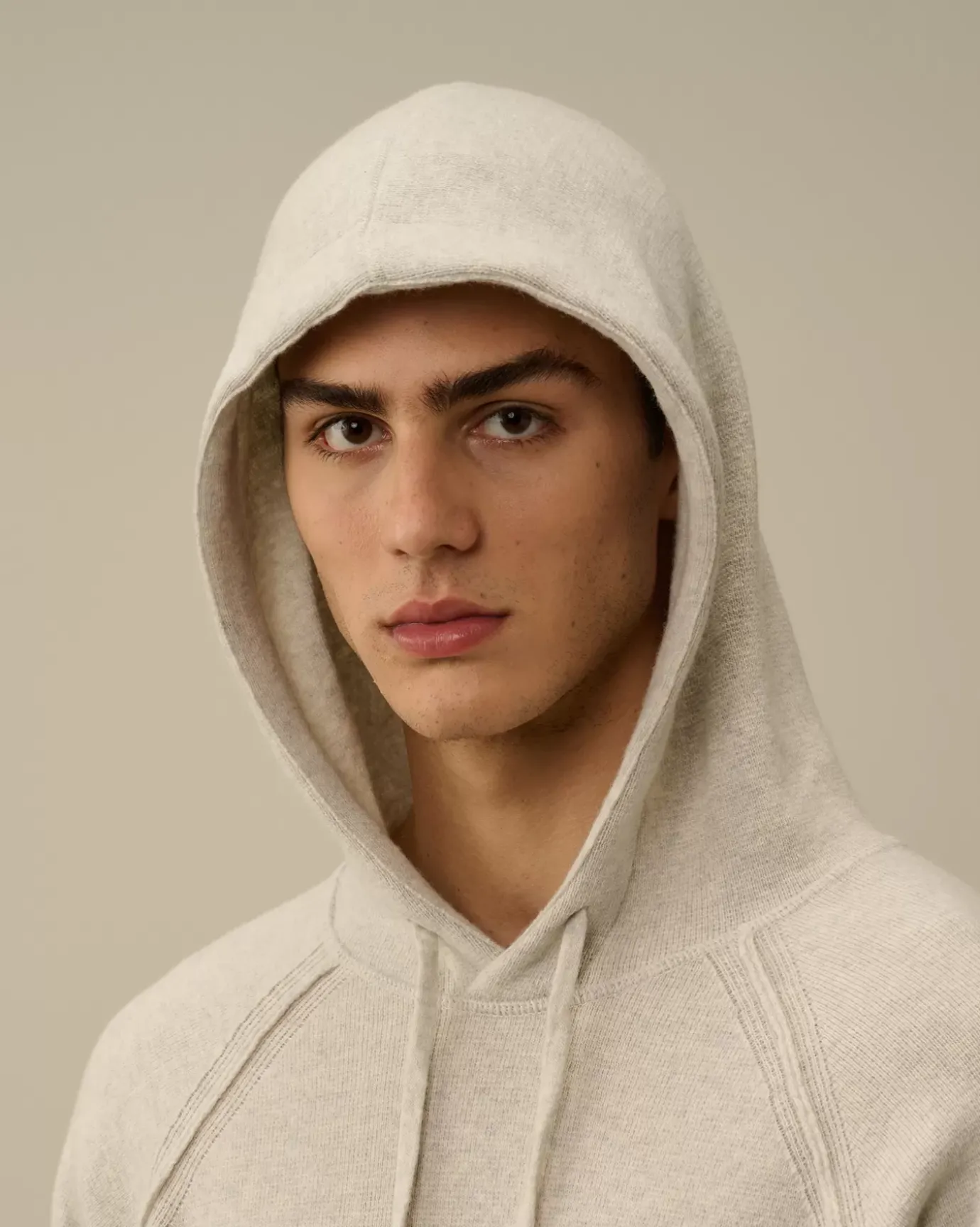 Jumpers<C.P. Company Lambswool GRS Hooded Waffle Knit Off White Melange