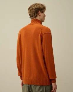 Jumpers<C.P. Company Lambswool GRS Turtleneck Knit Bombay Brown