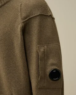 Jumpers<C.P. Company Lambswool GRS Zipped Cardigan Walnut – Beige