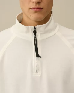 Sweatshirts<C.P. Company Light Fleece Half Zipped Sweatshirt Gauze White