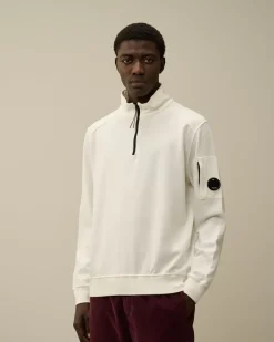 Sweatshirts<C.P. Company Light Fleece Half Zipped Sweatshirt Gauze White