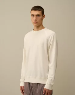 Sweatshirts<C.P. Company Light Fleece Logo Crew Neck Sweatshirt Gauze White
