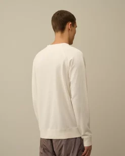 Sweatshirts<C.P. Company Light Fleece Logo Crew Neck Sweatshirt Gauze White