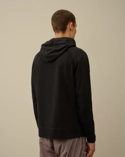 Sweatshirts<C.P. Company Light Fleece Logo Hooded Sweatshirt Black