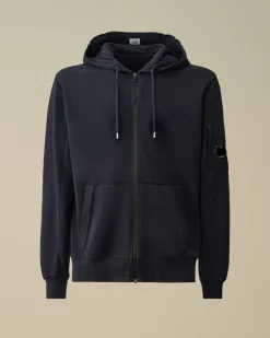 Sweatshirts<C.P. Company Light Fleece Zipped Hooded Sweatshirt Total Eclipse – Blue