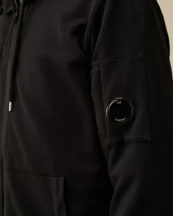 Sweatshirts<C.P. Company Light Fleece Zipped Hooded Sweatshirt Black
