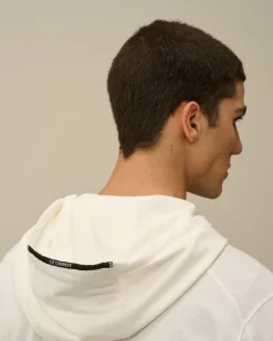 Sweatshirts<C.P. Company Light Fleece Zipped Hooded Sweatshirt Gauze White