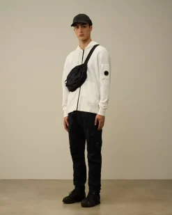 Sweatshirts<C.P. Company Light Fleece Zipped Hooded Sweatshirt Gauze White