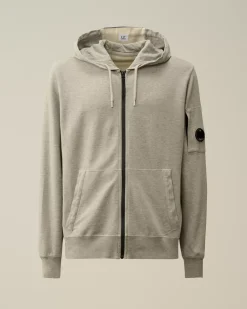 Sweatshirts<C.P. Company Light Fleece Zipped Hooded Sweatshirt Greystone Melange