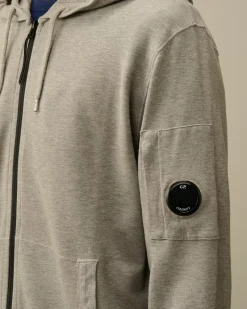 Sweatshirts<C.P. Company Light Fleece Zipped Hooded Sweatshirt Greystone Melange