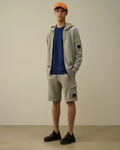 Sweatshirts<C.P. Company Light Fleece Zipped Hooded Sweatshirt Greystone Melange