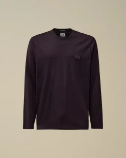 T-shirts & Polo<C.P. Company Mercerized 70/2 Jersey Gasato Longsleeved Logo Patch T-Shirt Nightshade – Purple