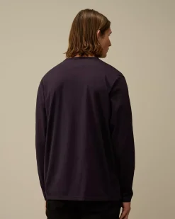 T-shirts & Polo<C.P. Company Mercerized 70/2 Jersey Gasato Longsleeved Logo Patch T-Shirt Nightshade – Purple