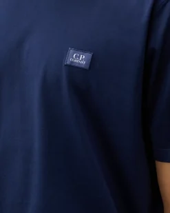 T-shirts & Polo<C.P. Company Mercerized 70/2 Jersey Gasato Logo Patch T-Shirt Estate Blue
