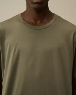 T-shirts & Polo<C.P. Company Mercerized 70/2 Jersey Gasato Printed Logo T-Shirt Grape Leaf – Green