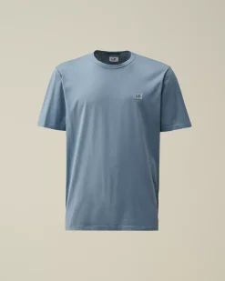 T-shirts & Polo<C.P. Company Mercerized 70/2 Jersey Gasato Logo Patch T-Shirt Flint Stone – Blue