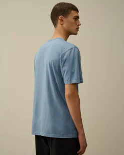 T-shirts & Polo<C.P. Company Mercerized 70/2 Jersey Gasato Logo Patch T-Shirt Flint Stone – Blue