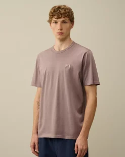 T-shirts & Polo<C.P. Company Mercerized 70/2 Jersey Gasato Logo Patch T-Shirt Purple Dove