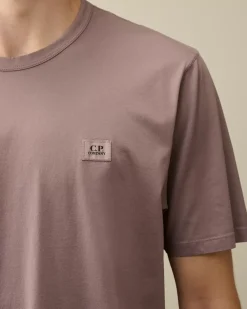 T-shirts & Polo<C.P. Company Mercerized 70/2 Jersey Gasato Logo Patch T-Shirt Purple Dove