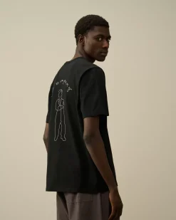T-shirts & Polo<C.P. Company Mercerized 30/2 Jersey Twisted Logo Graphic T-Shirt Black